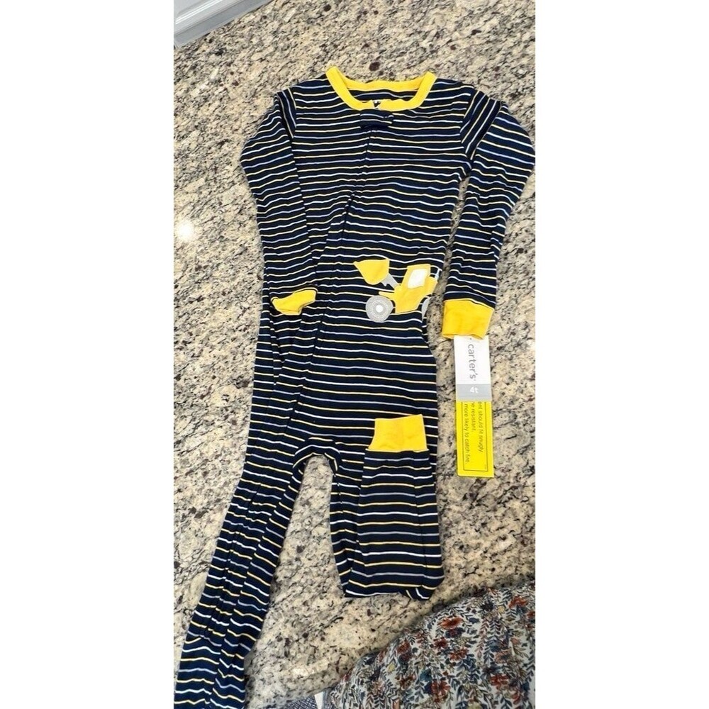 Carters boys pajamas 4T construction bulldozer NEW NWT